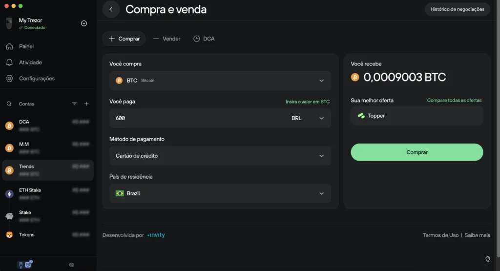 negociando cripto na trezor