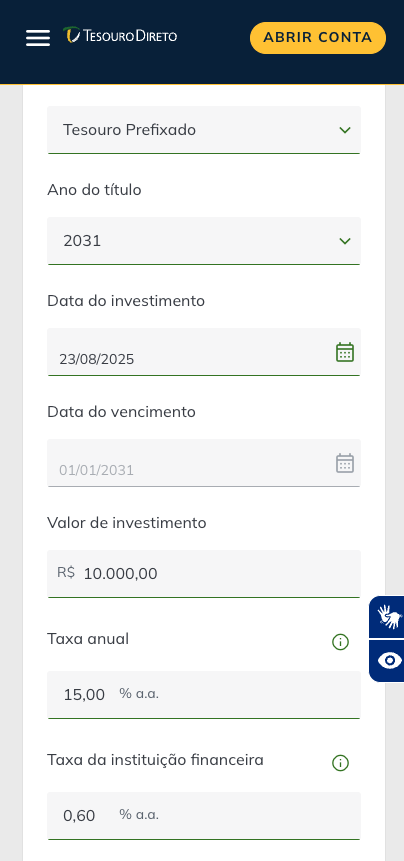 parametros de tesouro direto pre fixado