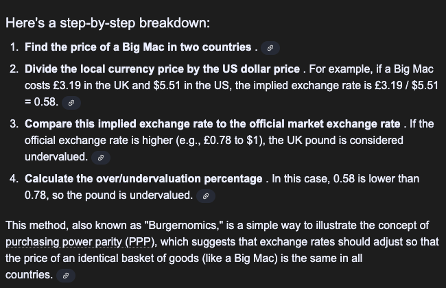 Big Mac Index Calculation