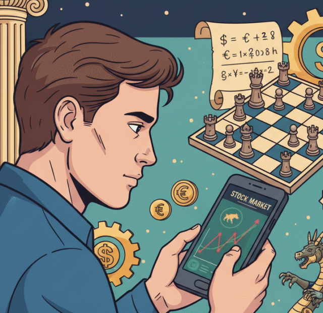 homem investindo na bolsa de valores via celular