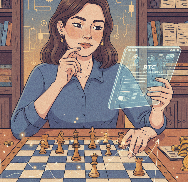 mulher calculando seus bitcoins