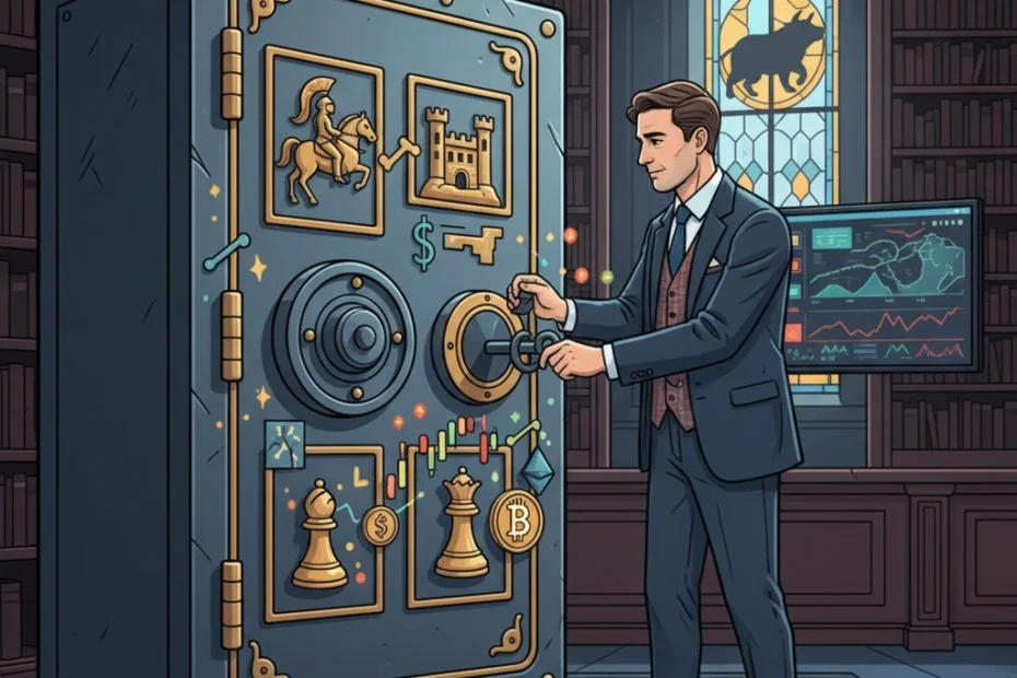 Homem trancando o cofre