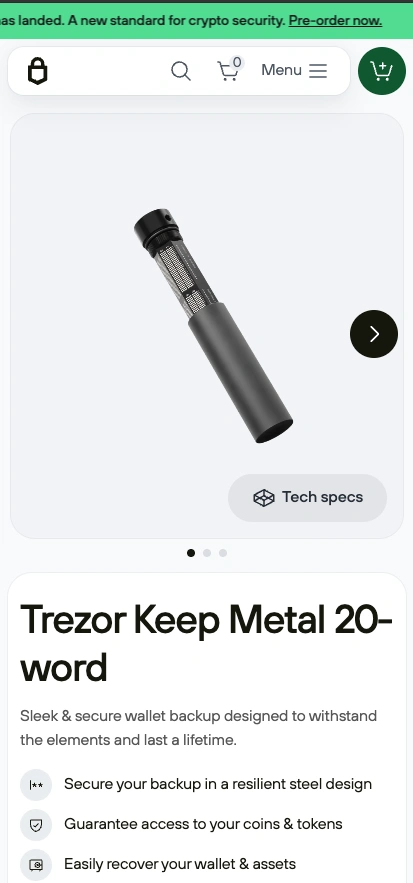 Trezor bastão de metal