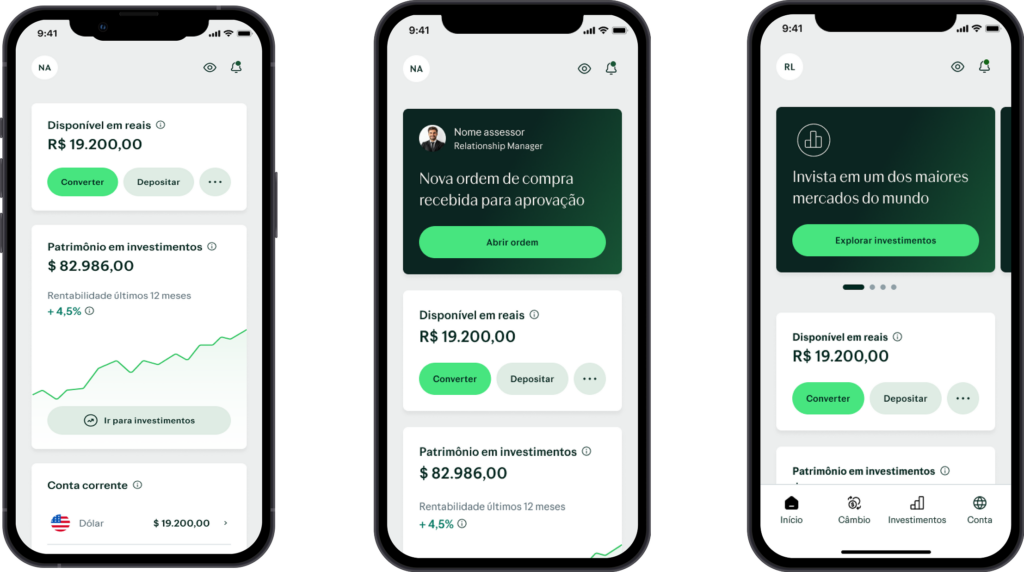 Visual do app conta Avenue
