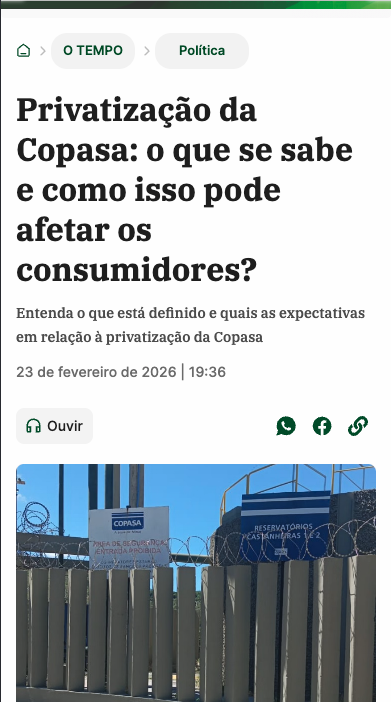 noticía sobre privatização da oopasa