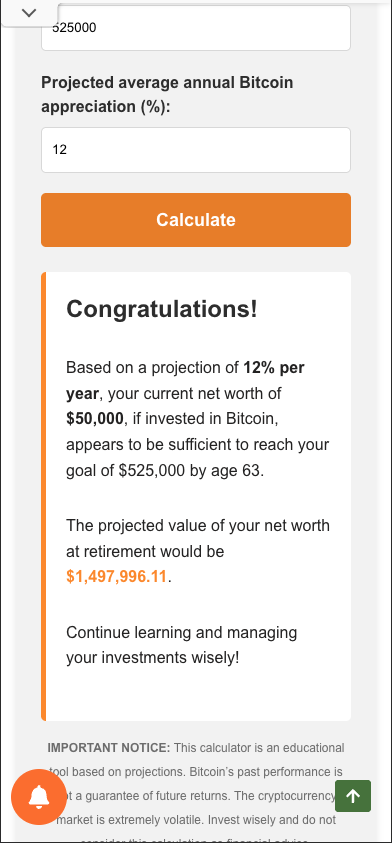 Bitcoin retirement calculator print