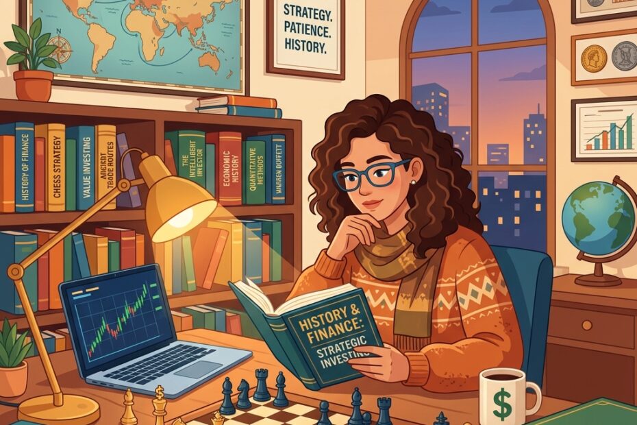 mulher estudando livros de investimento