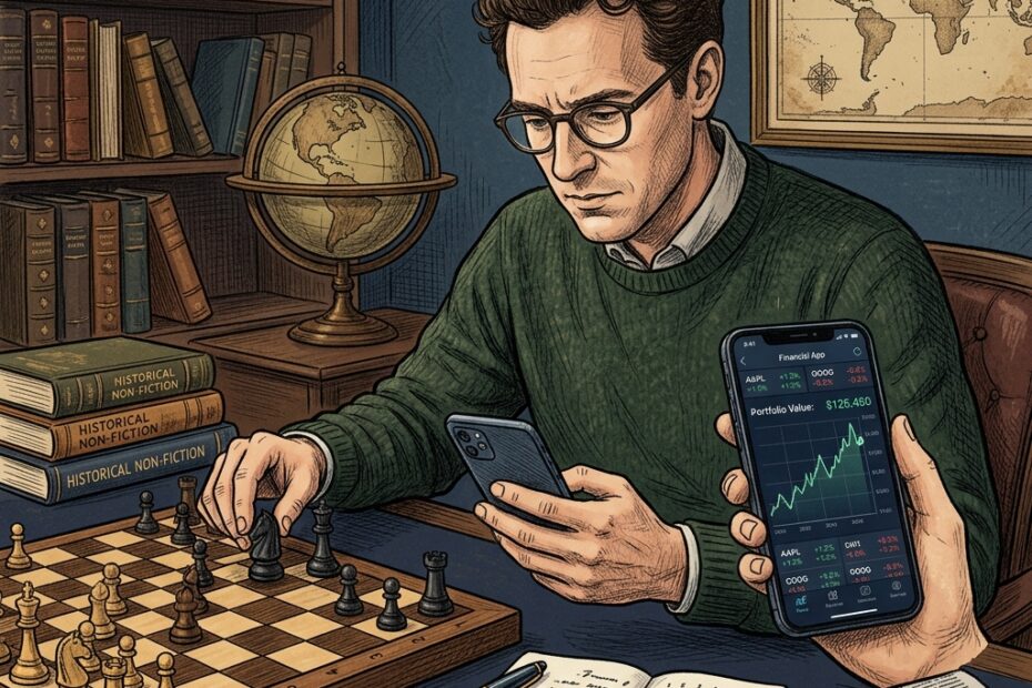 man looking your investments at your phone