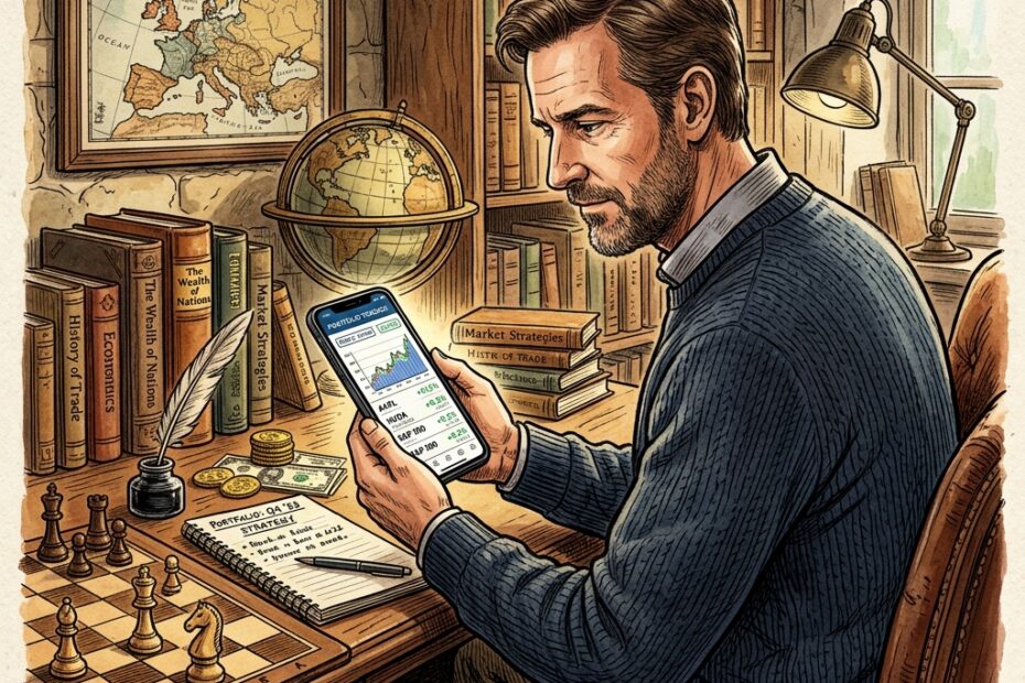 man seeking your investments at your phone
