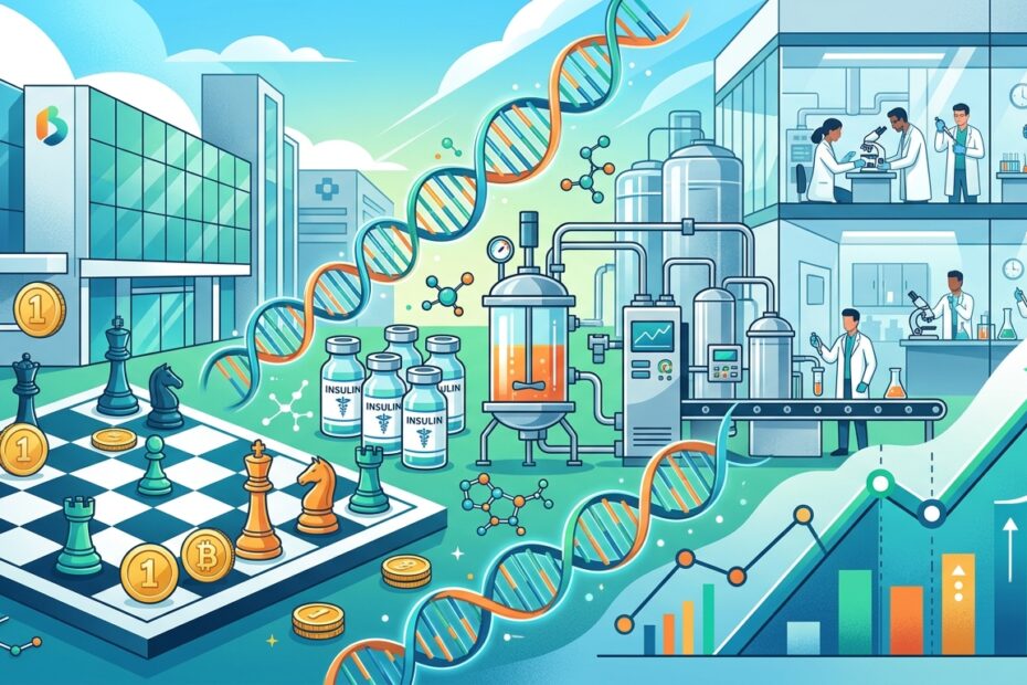 Ilustração vetorial em estilo xadrez e finanças representando a Biomm BIOM3